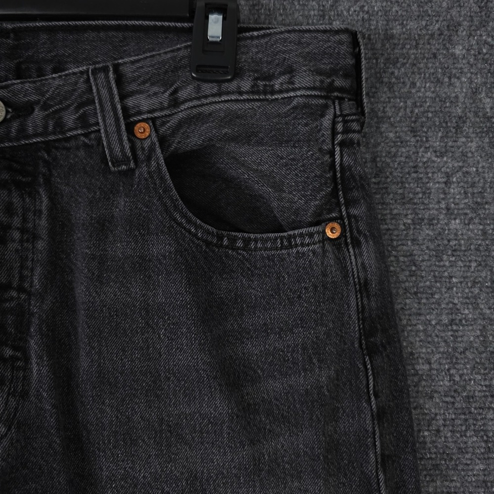 Levis 501 Jeans Mens 34x35* Washed Black Button Fly Straight Leg Cotton Denim - Picture 11 of 13